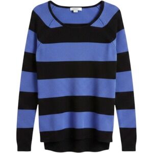 Christopher Fischer Sweater Womens Small Blue Black Striped Cashmere Scoop Neck‎